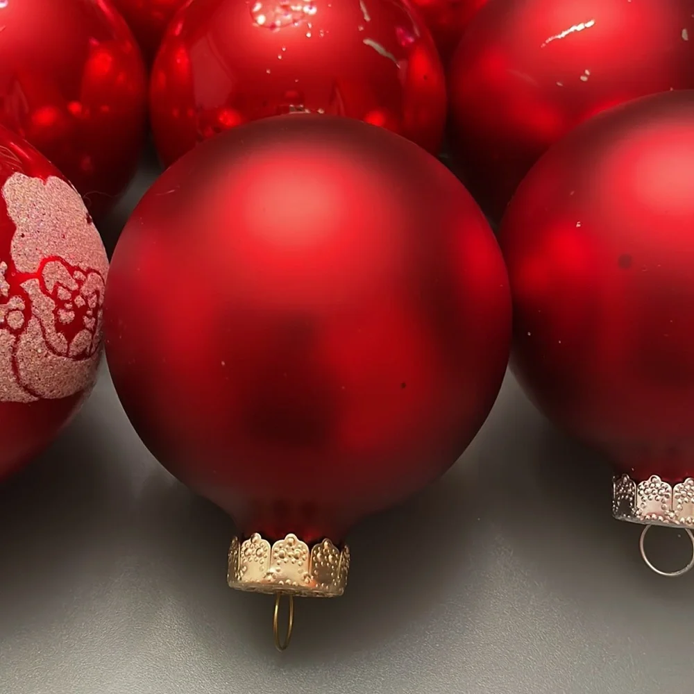 Vintage Rauch Christmas Ornaments variety Lot of 20 Red Glass Balls 1.5”-2.5”